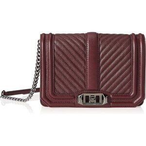 Women's Genuine Leather Chevron Quilted Crossbody Bag Clutch with Chain